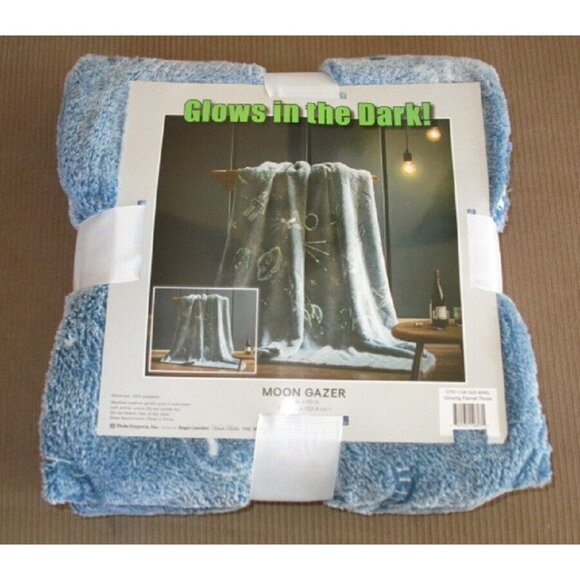 New Moon Space Glow in the Dark Plush Gift Fleece Throw Blanket UFO Spaceship - Picture 5 of 5
